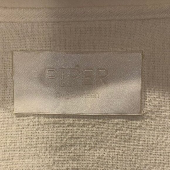 Piper by Townsen white navy blue red embroidered flowers tunic dress L - Picture 2 of 6